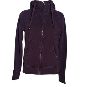 Lululemon women’s 4 scuba hoodie maroon soft fleecey inside full zip